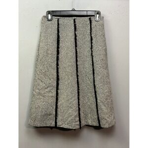 DBC Skirt Womens XS Gray Black Tweed Linen Blend Fringed A-Line Knee Length